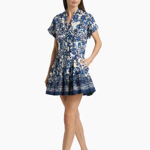 NEW Cara Cara Nash Printed Poplin Dress sz L Dentelle Blue